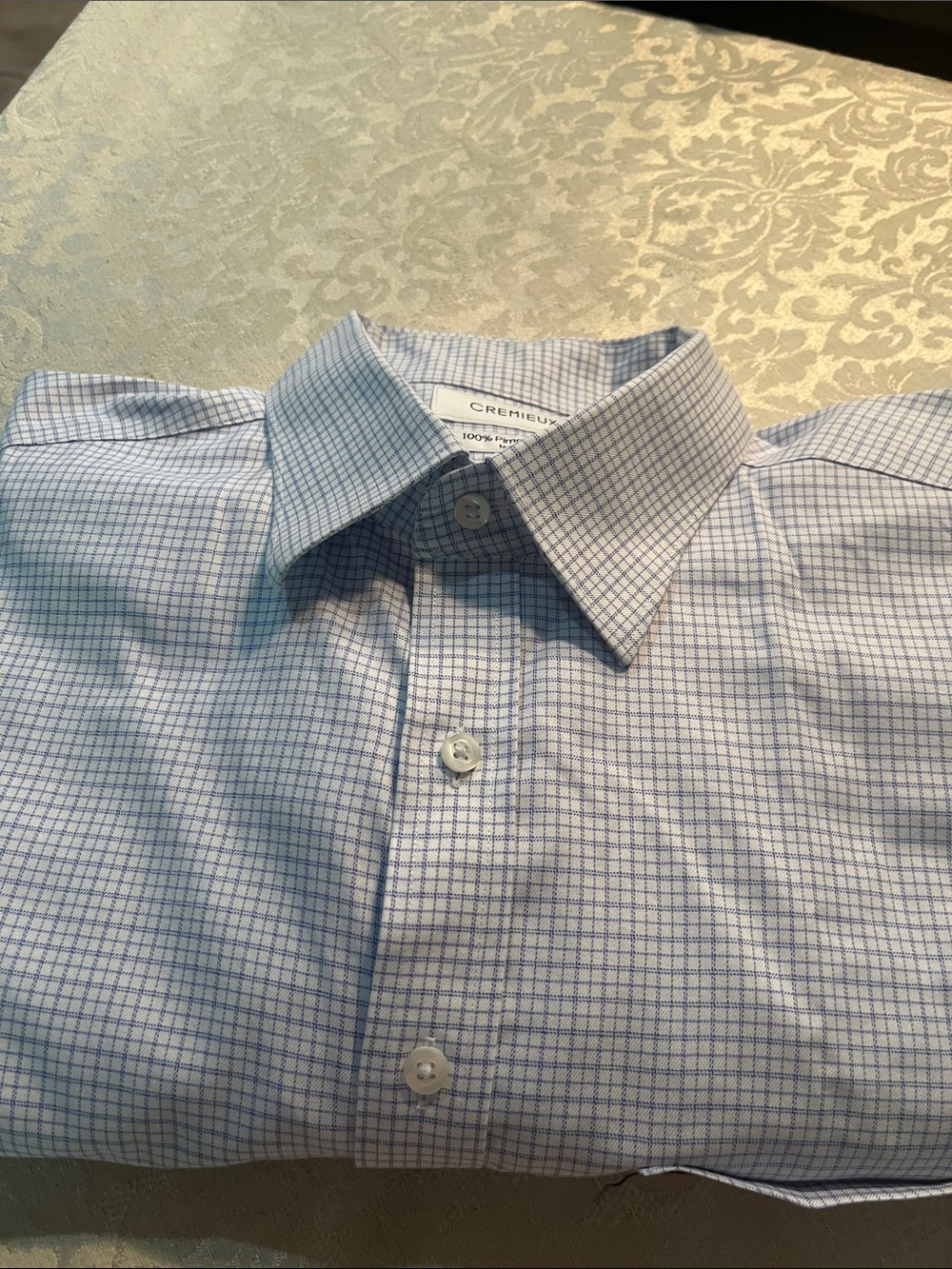Daniel Cremieux Blue and White Micro-Check Dress Shirt
